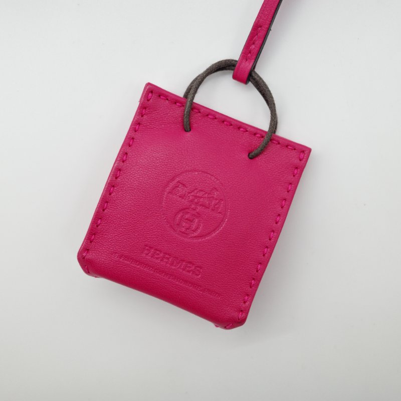 Hermès 愛馬仕 Sac Orange 紙袋造型 桃色 小羊皮 吊飾 掛件-1