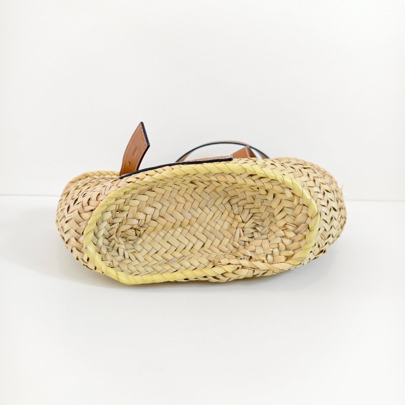 Loewe 羅意威 Basket小號 米色草編編織手提包 銀色五金-1