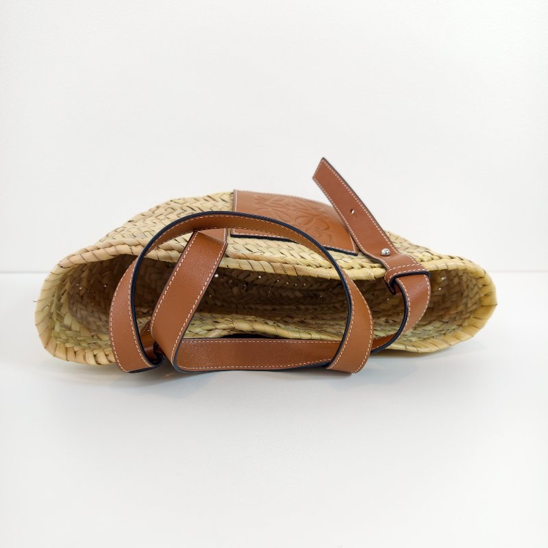 Loewe 羅意威 Basket小號 米色草編編織手提包 銀色五金-4