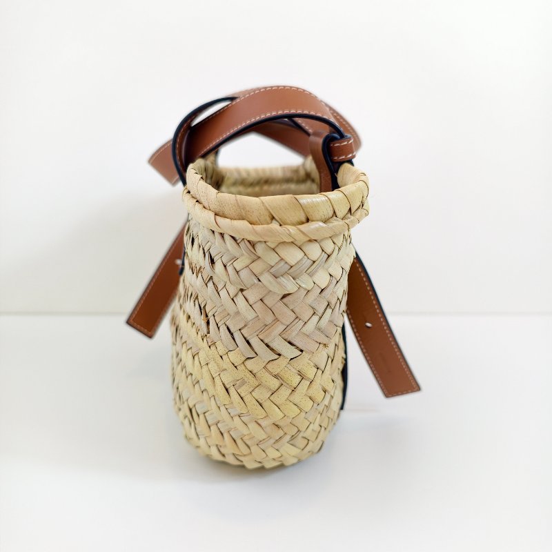Loewe 羅意威 Basket小號 米色草編編織手提包 銀色五金-5