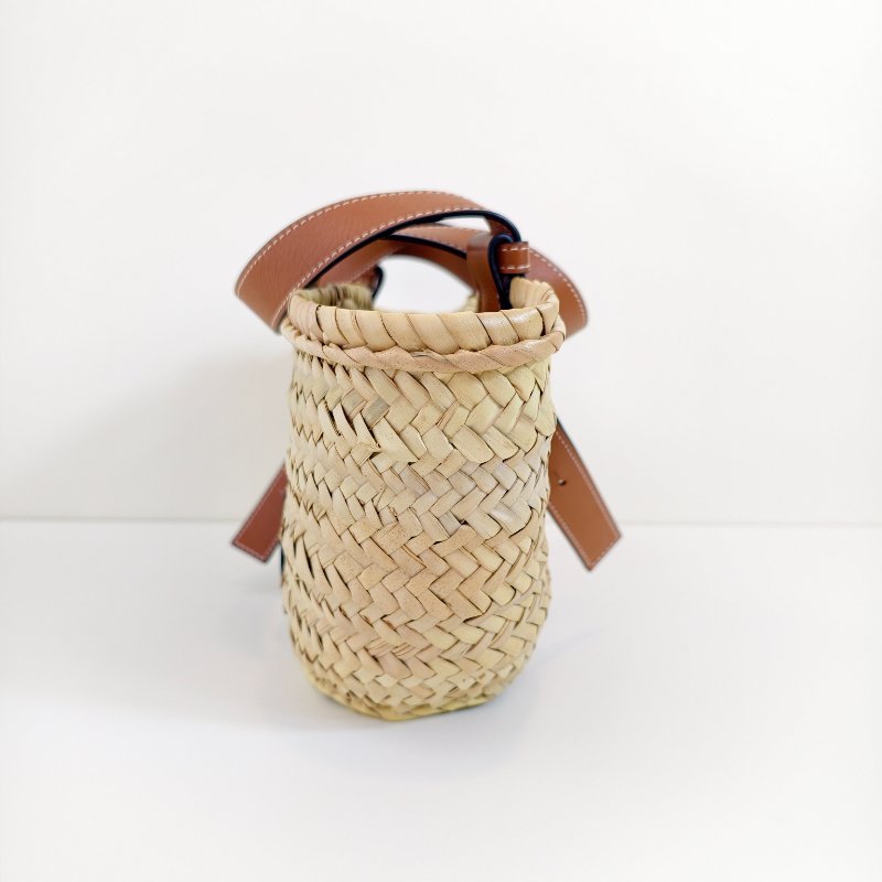 Loewe 羅意威 Basket小號 米色草編編織手提包 銀色五金-8