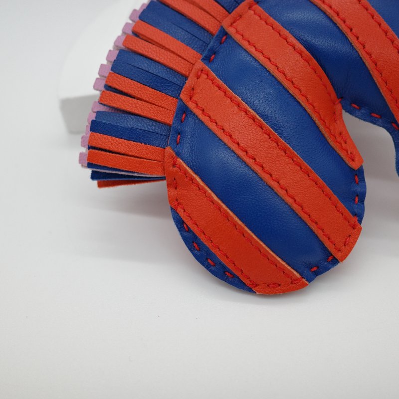 Hermès 愛馬仕 Geegee Savannah 橘藍 小羊皮 小斑馬吊飾 Z刻-3