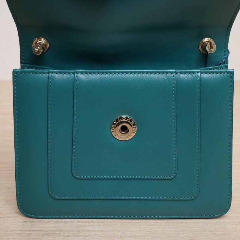 BVLGARI Serpentiforever風琴蛇頭包小號綠色牛皮金扣肩背包-2