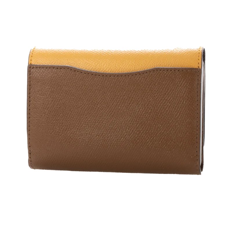 【COACH】拼接皮革短夾-黃色-1