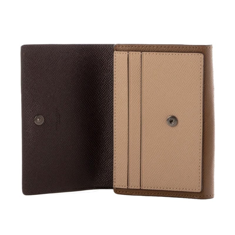 【COACH】拼接皮革短夾-黃色-2