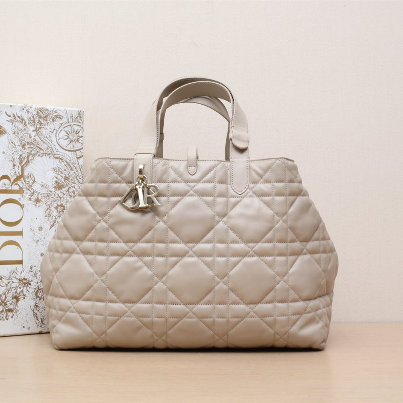 DIOR Toujours手提單肩包大號37褐色牛皮淺金扣2023肩背包-0