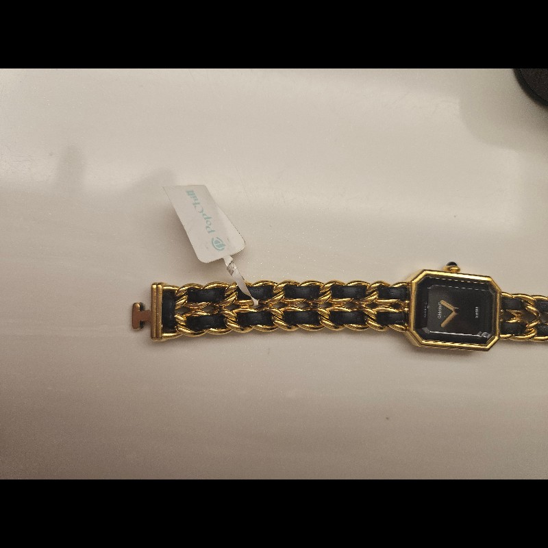 香奈兒 CHANEL 方糖首映錶 S號 PREMIERE 1987 腕錶 手錶 石英錶 女錶 中古錶 黑金 小羊皮 Vintage-7