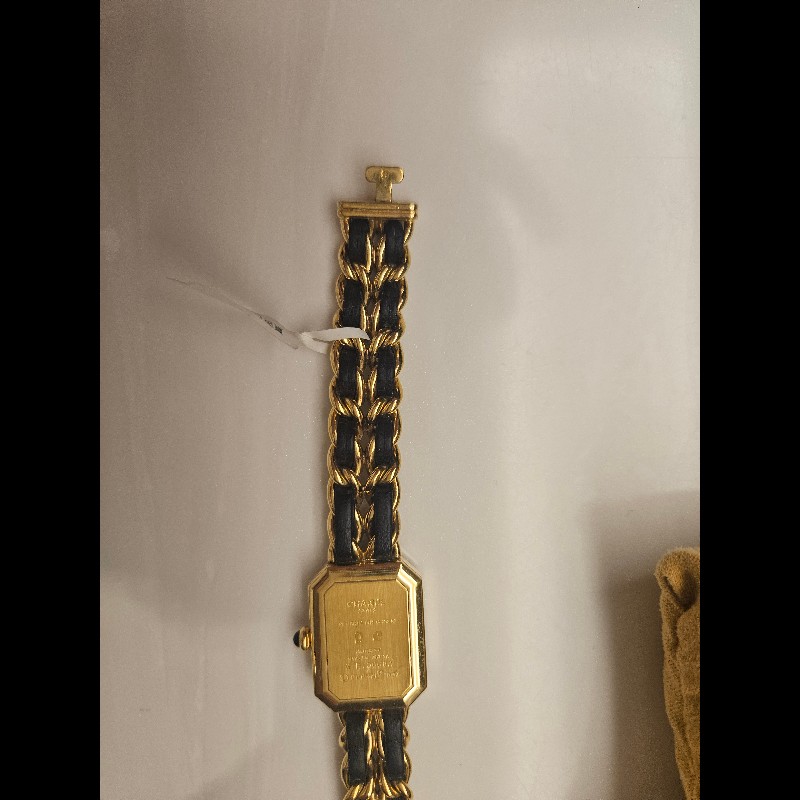 香奈兒 CHANEL 方糖首映錶 S號 PREMIERE 1987 腕錶 手錶 石英錶 女錶 中古錶 黑金 小羊皮 Vintage-8