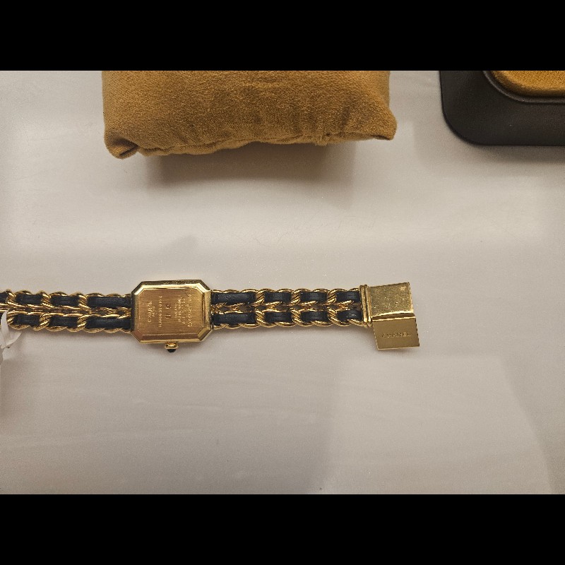 香奈兒 CHANEL 方糖首映錶 S號 PREMIERE 1987 腕錶 手錶 石英錶 女錶 中古錶 黑金 小羊皮 Vintage-9