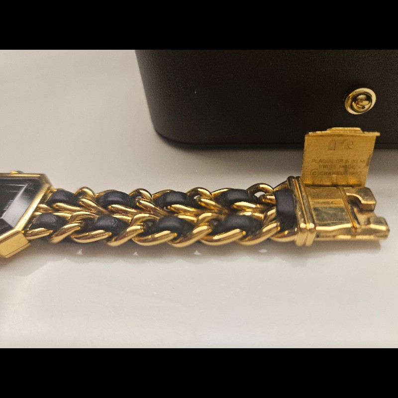 香奈兒 CHANEL 方糖首映錶 S號 PREMIERE 1987 腕錶 手錶 石英錶 女錶 中古錶 黑金 小羊皮 Vintage-10