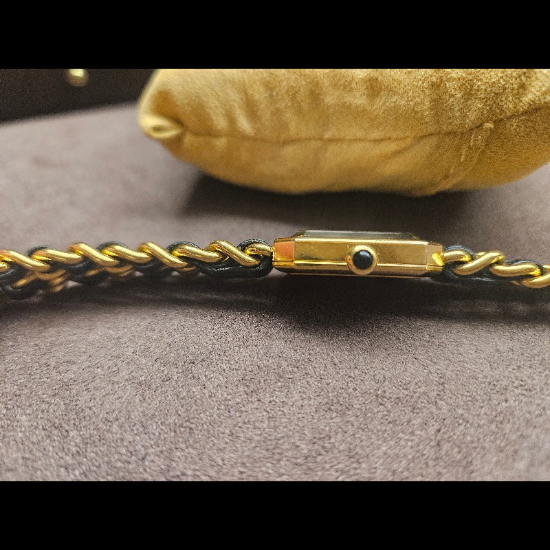 香奈兒 CHANEL 方糖首映錶 S號 PREMIERE 1987 腕錶 手錶 石英錶 女錶 中古錶 黑金 小羊皮 Vintage-11