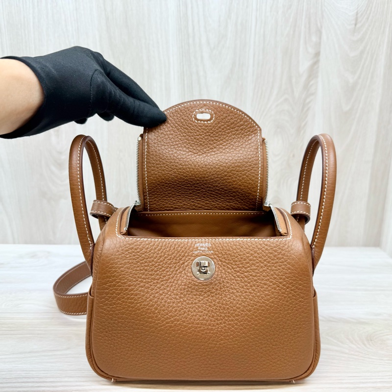Hermes 37金棕銀T/C皮mini lndy H079086-5