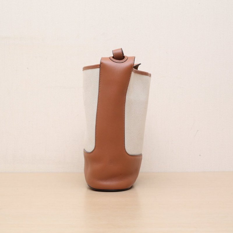 LOEWE 棕色牛皮帆布標誌LOGOhobo水桶包/肩背包-4