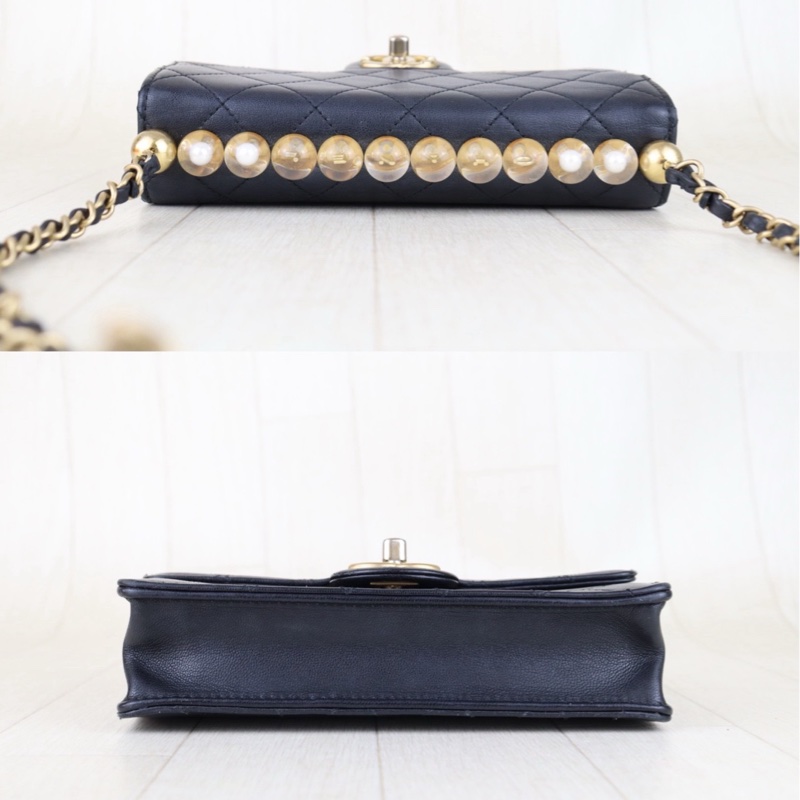 Chanel CF 珍珠鏈logo翻蓋包/肩背包-6