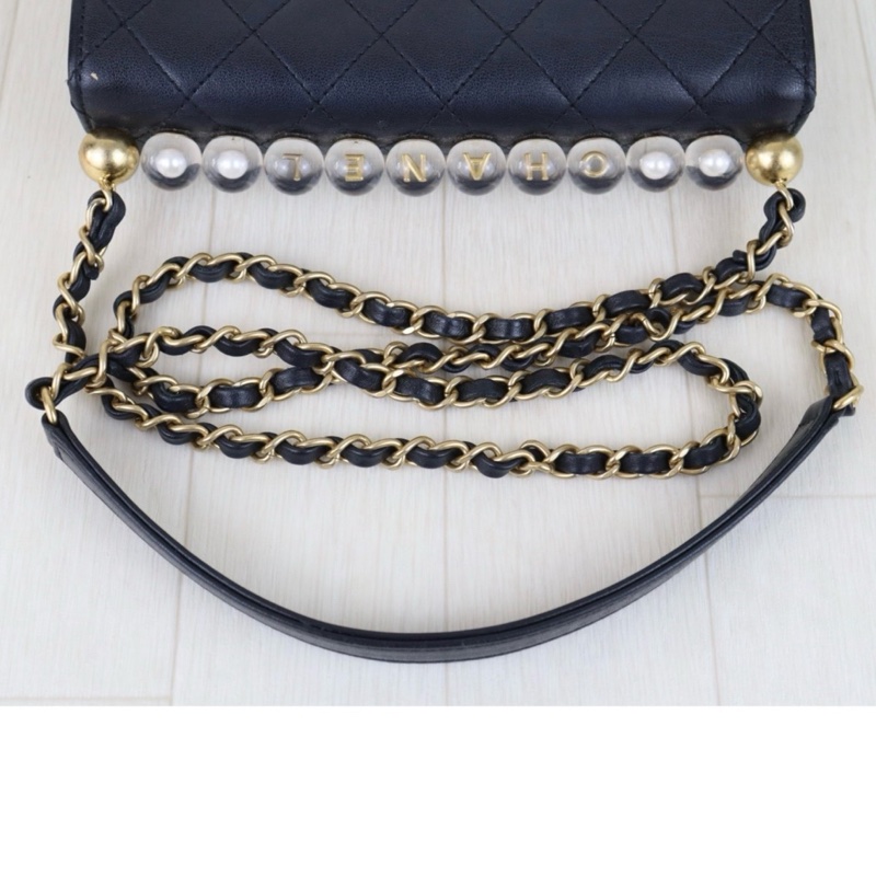 Chanel CF 珍珠鏈logo翻蓋包/肩背包-11