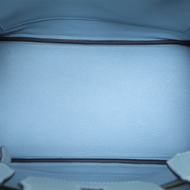 HERMES Birkin307G天青色Togo皮Y刻金扣肩背包-2