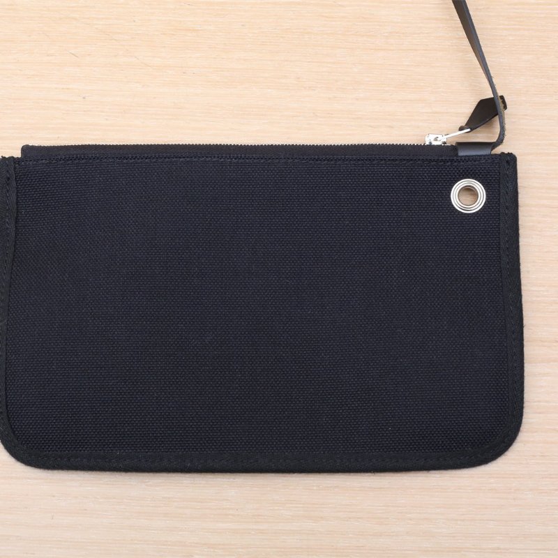 HERMES Herbag3189黑色帆布/Hunter牛皮U刻銀扣肩背包-4