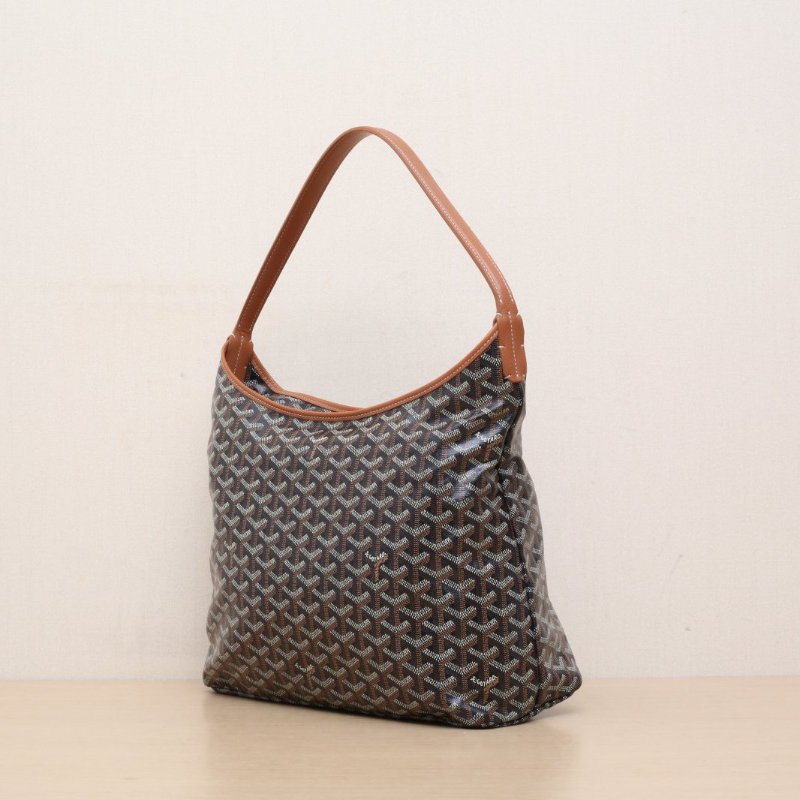 GOYARD BohemeHoboBag子母腋下包棕色PVC銀扣肩背包-4