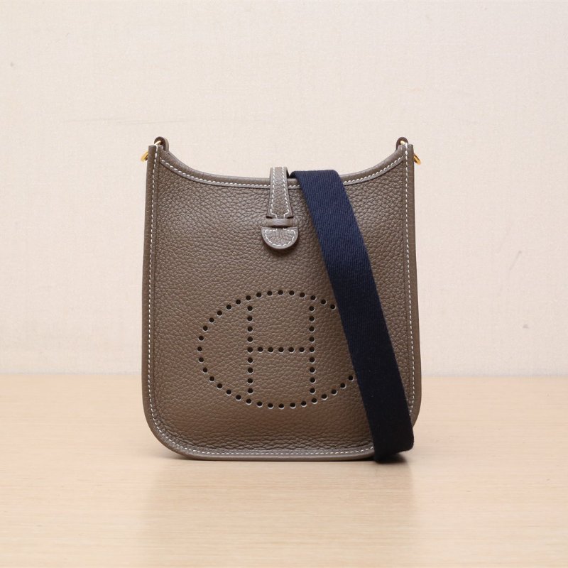 HERMES EvelyneMini1618大象灰TC皮U刻金扣肩背包-1