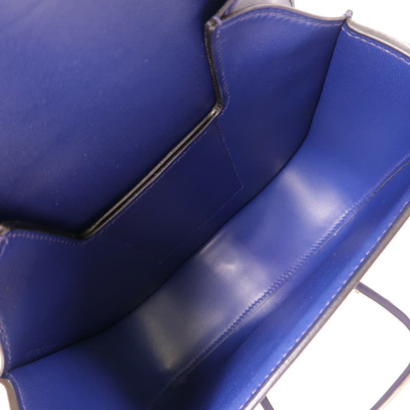 HERMES Tadelakt皮革Della Cavalleria Mini銀扣肩背袋Bleu Saphir-6