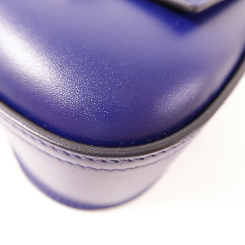 HERMES Tadelakt皮革Della Cavalleria Mini銀扣肩背袋Bleu Saphir-9