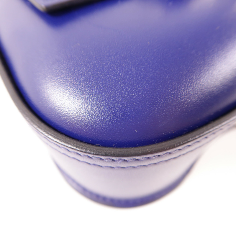 HERMES Tadelakt皮革Della Cavalleria Mini銀扣肩背袋Bleu Saphir-10