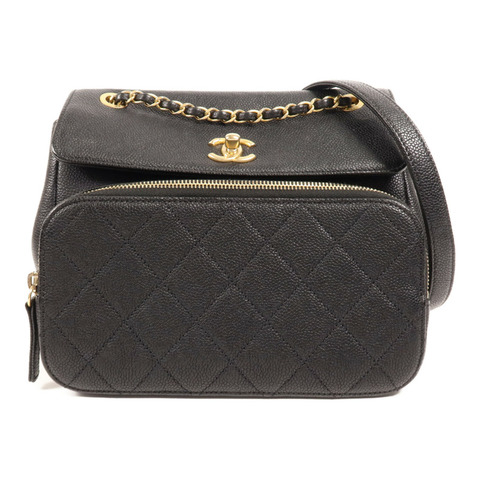 CHANEL 牛皮皮革Chain Shoulder金扣鏈帶肩背袋