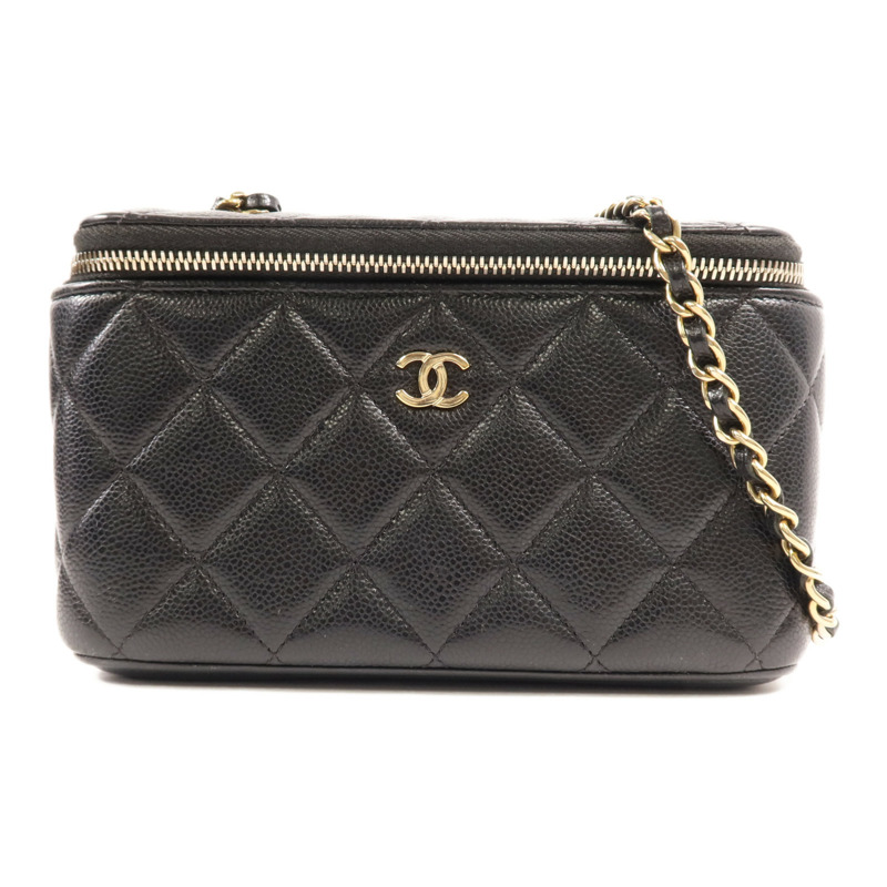 CHANEL 牛皮皮革Vanity Case金扣鏈帶肩背袋-0
