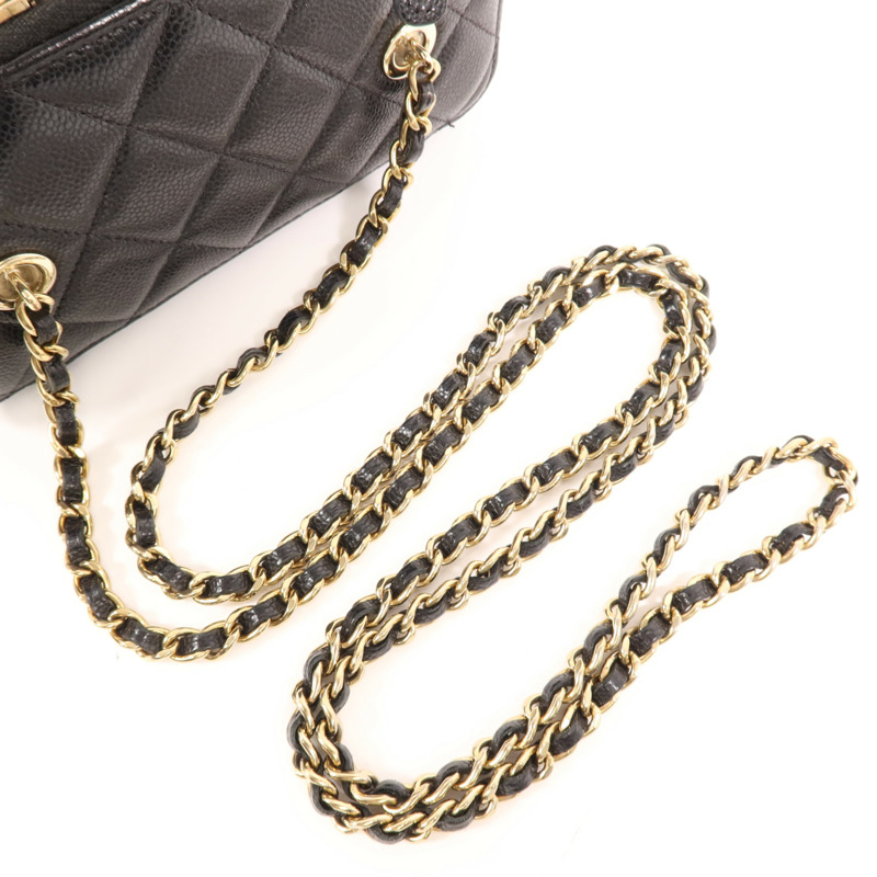 CHANEL 牛皮皮革Vanity Case金扣鏈帶肩背袋-7