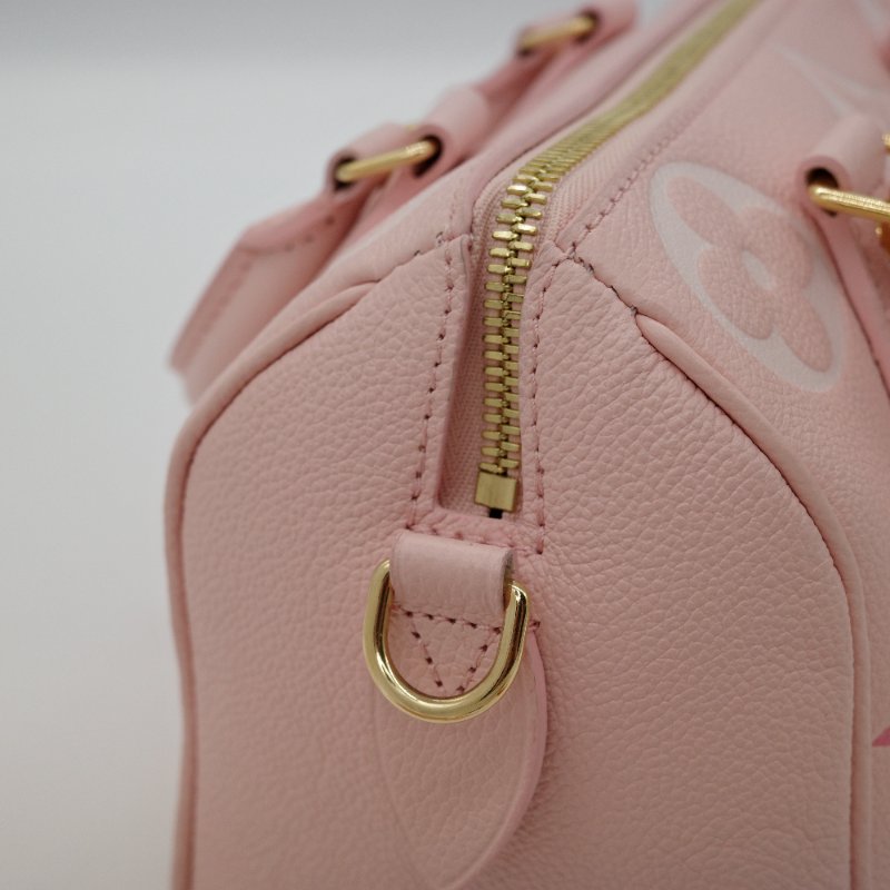 Louis Vuitton 路易威登 Speedy 20 粉色壓紋 皮革 波士頓包 枕頭包 單肩包 斜挎包 手提包-9