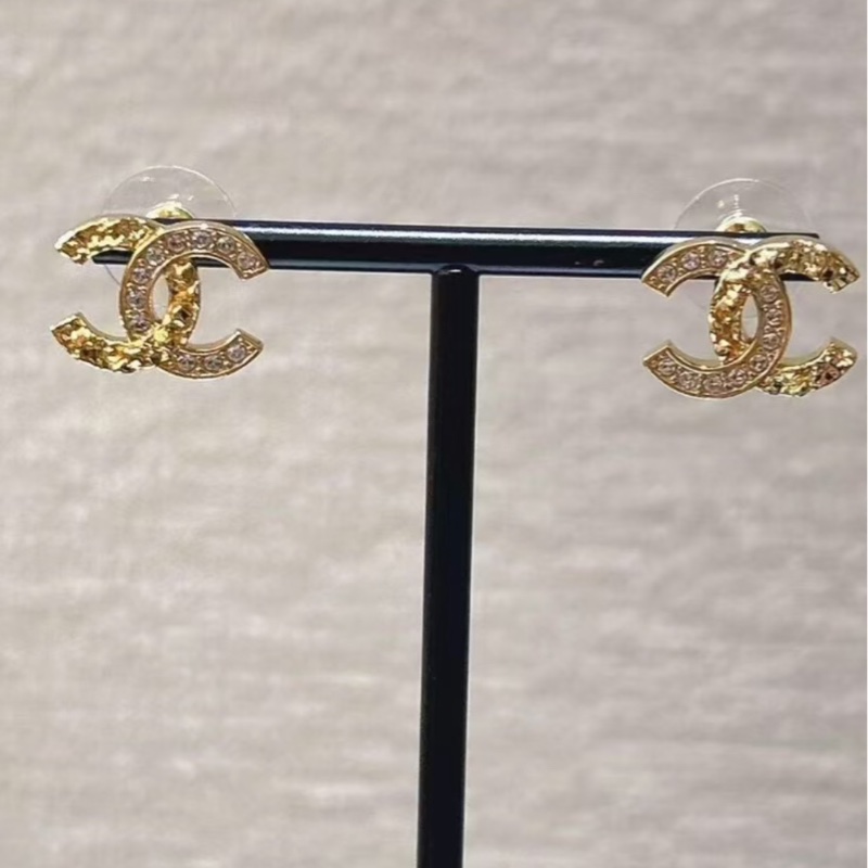 Chanel 經典 CC logo 26C 耳環 有鑽 全新-5