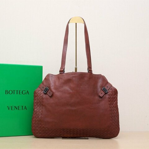 BOTTEGA VENETA 紅色牛皮編織購物袋手提包肩背包