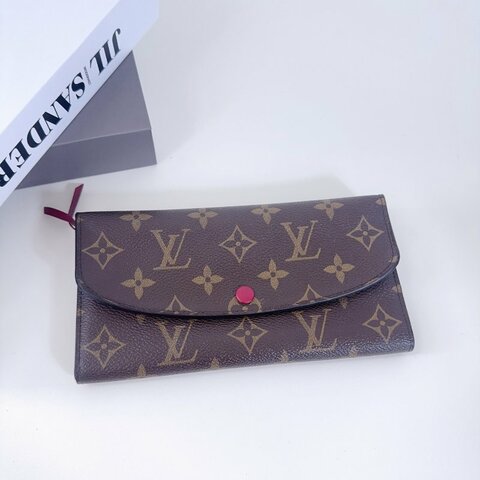 LV 路易威登 豆豆長款錢包 玫瑰紅色內裡