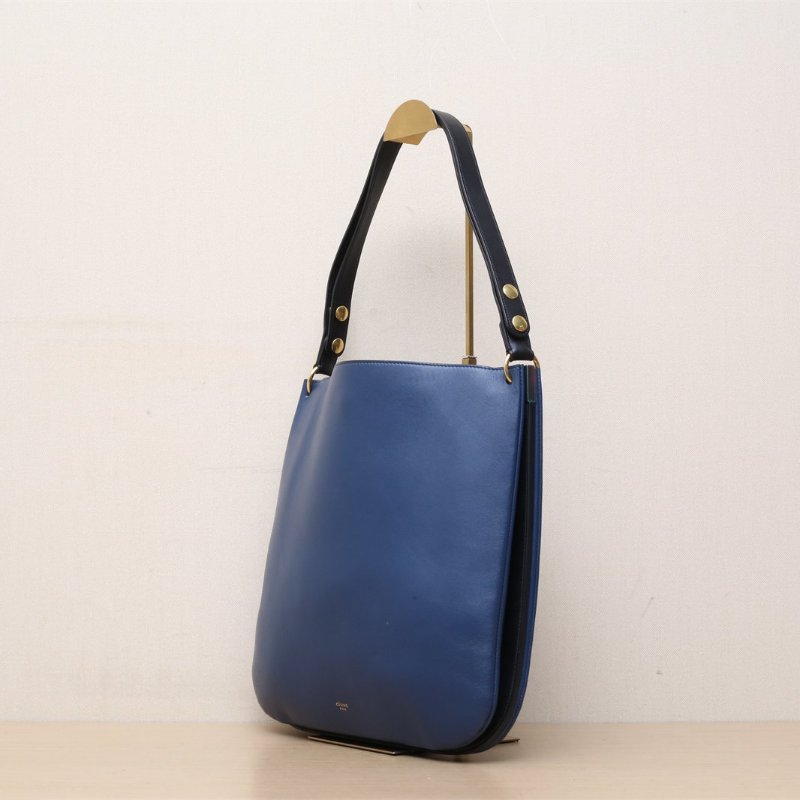 CELINE 藍色牛皮金扣OLDCELINE腋下包hobo肩背包-3