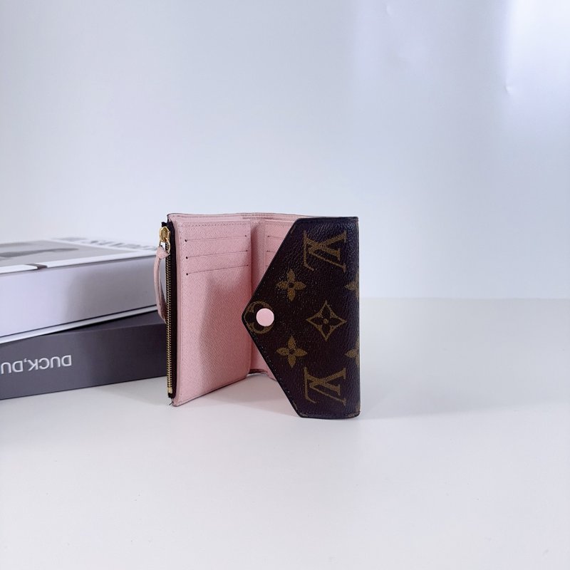Lv 路易威登 豆豆短款錢包 粉色內裡-2