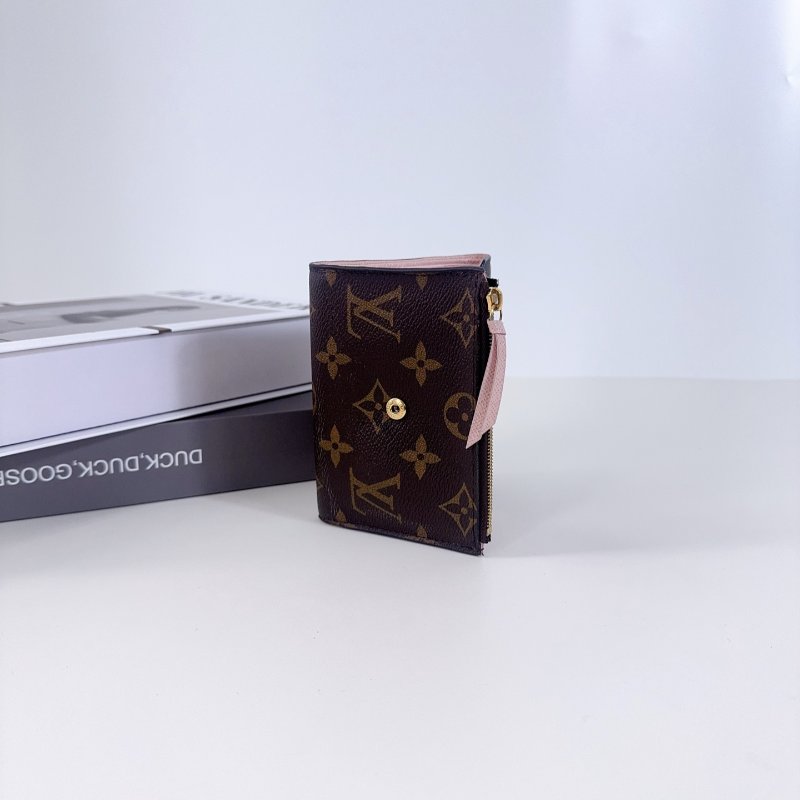 Lv 路易威登 豆豆短款錢包 粉色內裡-3