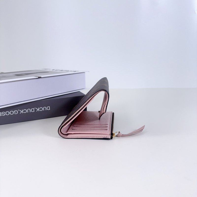 Lv 路易威登 豆豆短款錢包 粉色內裡-4