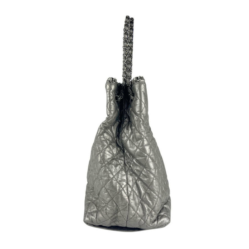 香奈兒女士金屬灰色皮革手提包 z7602-1