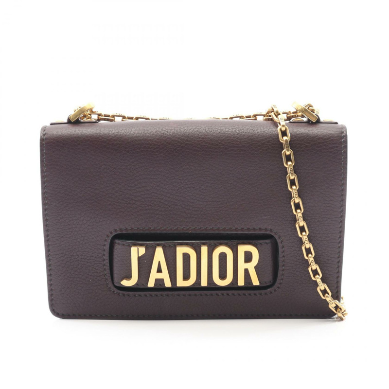 Christian Dior J'ADIOR 鏈條肩背包，波爾多紅皮革，二手女士標誌-0