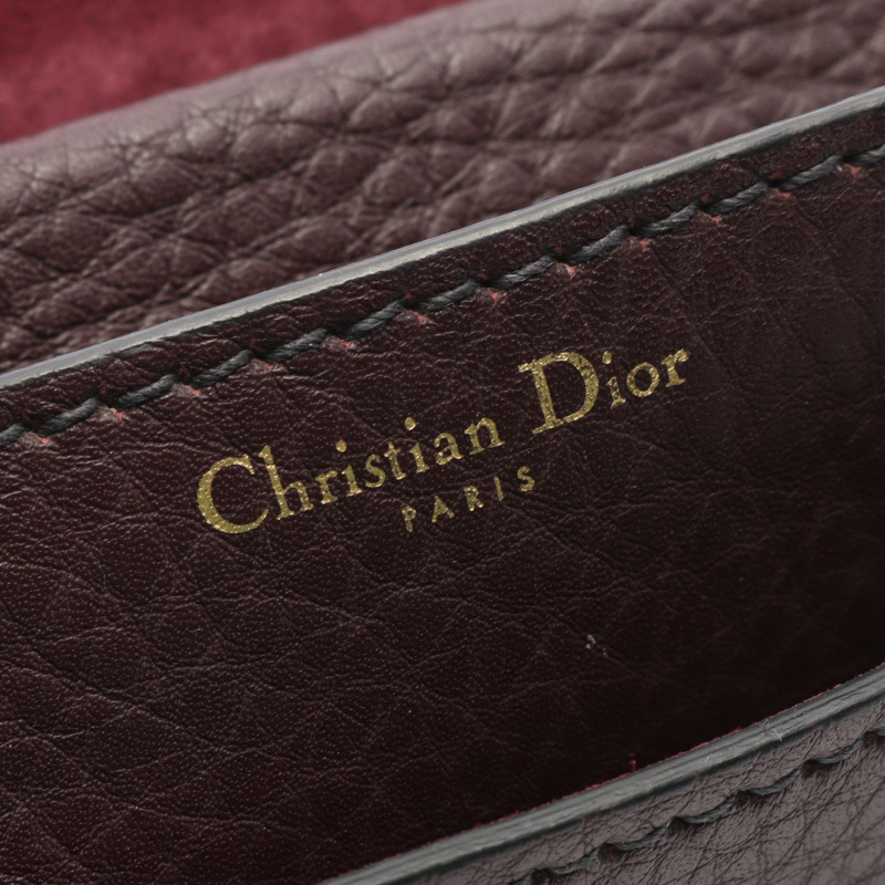 Christian Dior J'ADIOR 鏈條肩背包，波爾多紅皮革，二手女士標誌-3