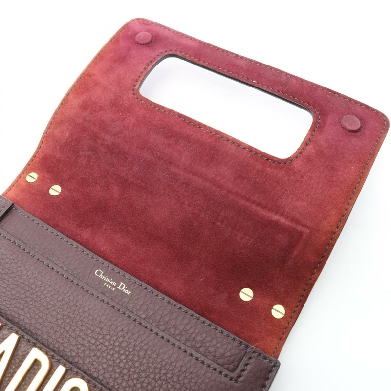 Christian Dior J'ADIOR 鏈條肩背包，波爾多紅皮革，二手女士標誌-4
