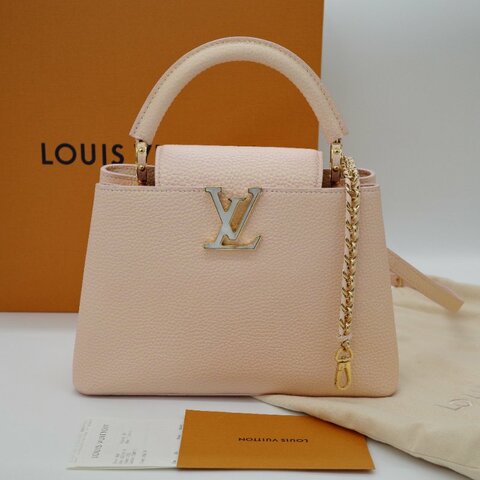 Louis Vuitton 路易威登 Capucines BB 炫光粉 小牛皮 手提包 肩背包 斜背包 手袋