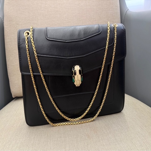 Bvlgari寶格麗 Serpenti Forever蛇頭金鏈包肩背包