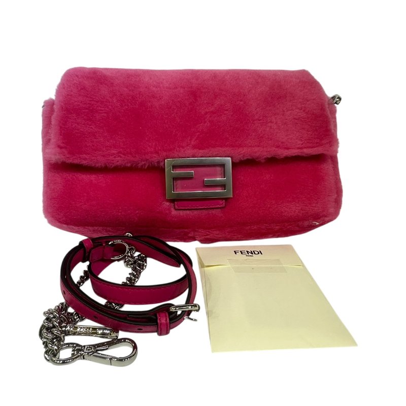 【美收精品】Fendi 桃粉紅色毛毛肩背包 4-479-17