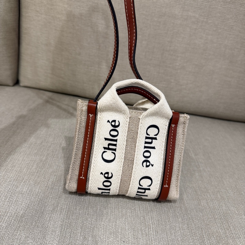 Chloe nano Woody 迷你帆布斜背包 全新-0