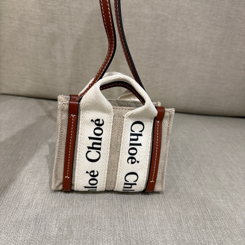 Chloe nano Woody 迷你帆布斜背包 全新-1