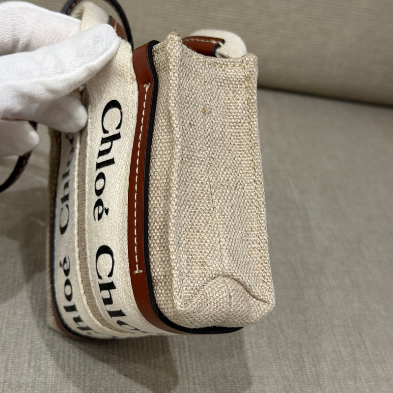 Chloe nano Woody 迷你帆布斜背包 全新-4