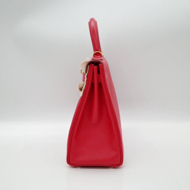【聖誕紅🎁送禮自用】 Hermès 愛馬仕 Kelly 32 心色 山羊皮 金扣 手挽肩背兩用包-2