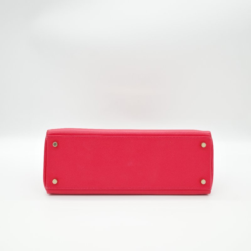 【聖誕紅🎁送禮自用】 Hermès 愛馬仕 Kelly 32 心色 山羊皮 金扣 手挽肩背兩用包-3