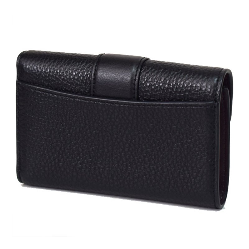 【COACH】馬車LOGO荔枝紋皮革中夾-黑色-1